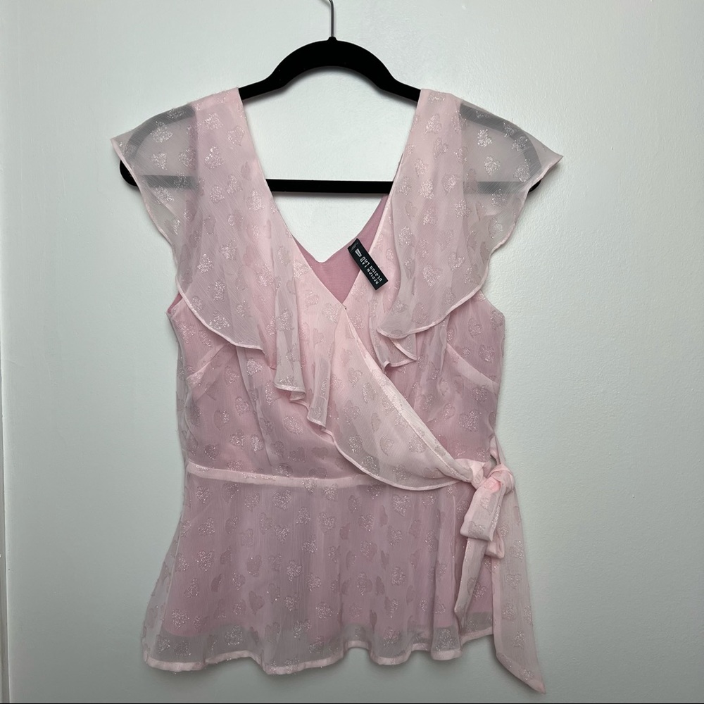 Design Lab Lord and Taylor sleeveless faux wrap blouse
